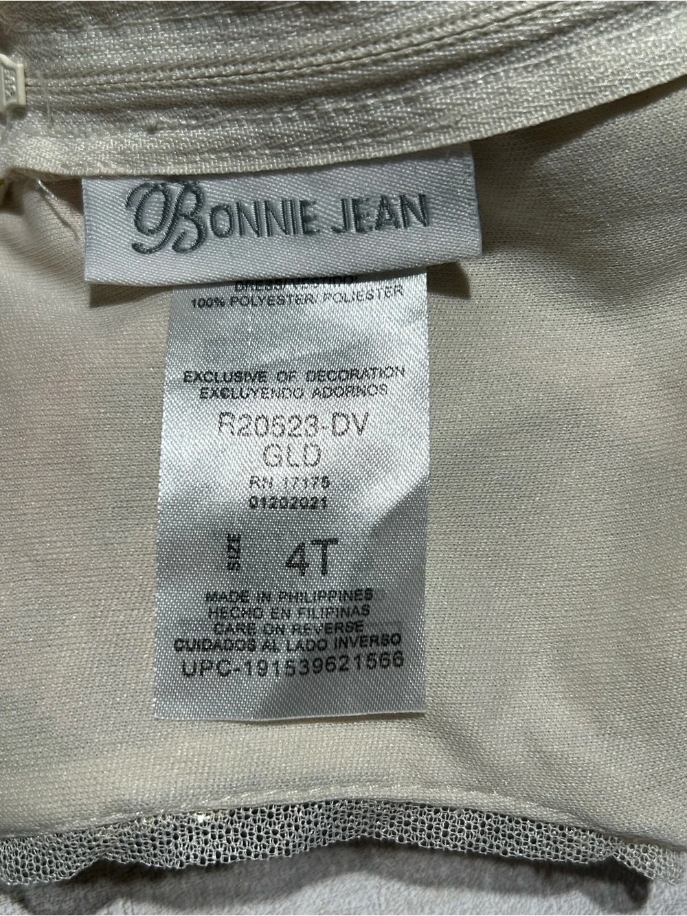 Bonnie Jean Cream Floral Embroidered Tulle Dress